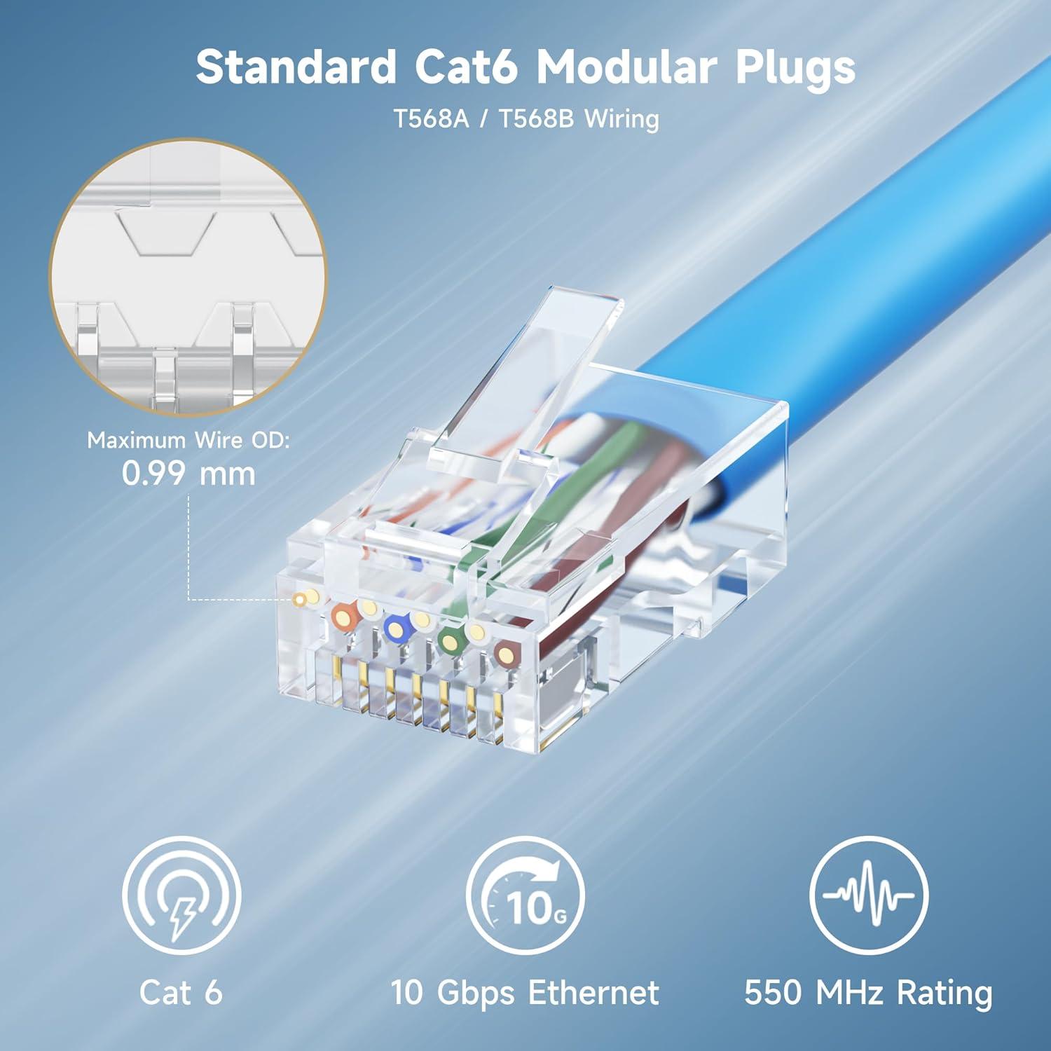 Conectores RJ45 Cat 6 Cable Matters 200 Unidades Baño de Oro