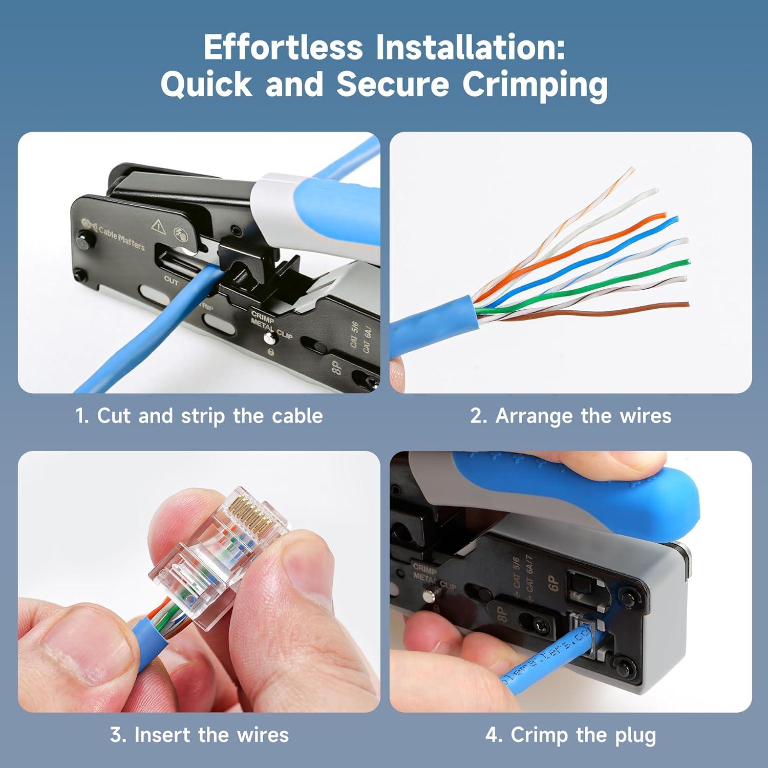 Conectores RJ45 Cat 6 Cable Matters 200 Unidades Baño de Oro