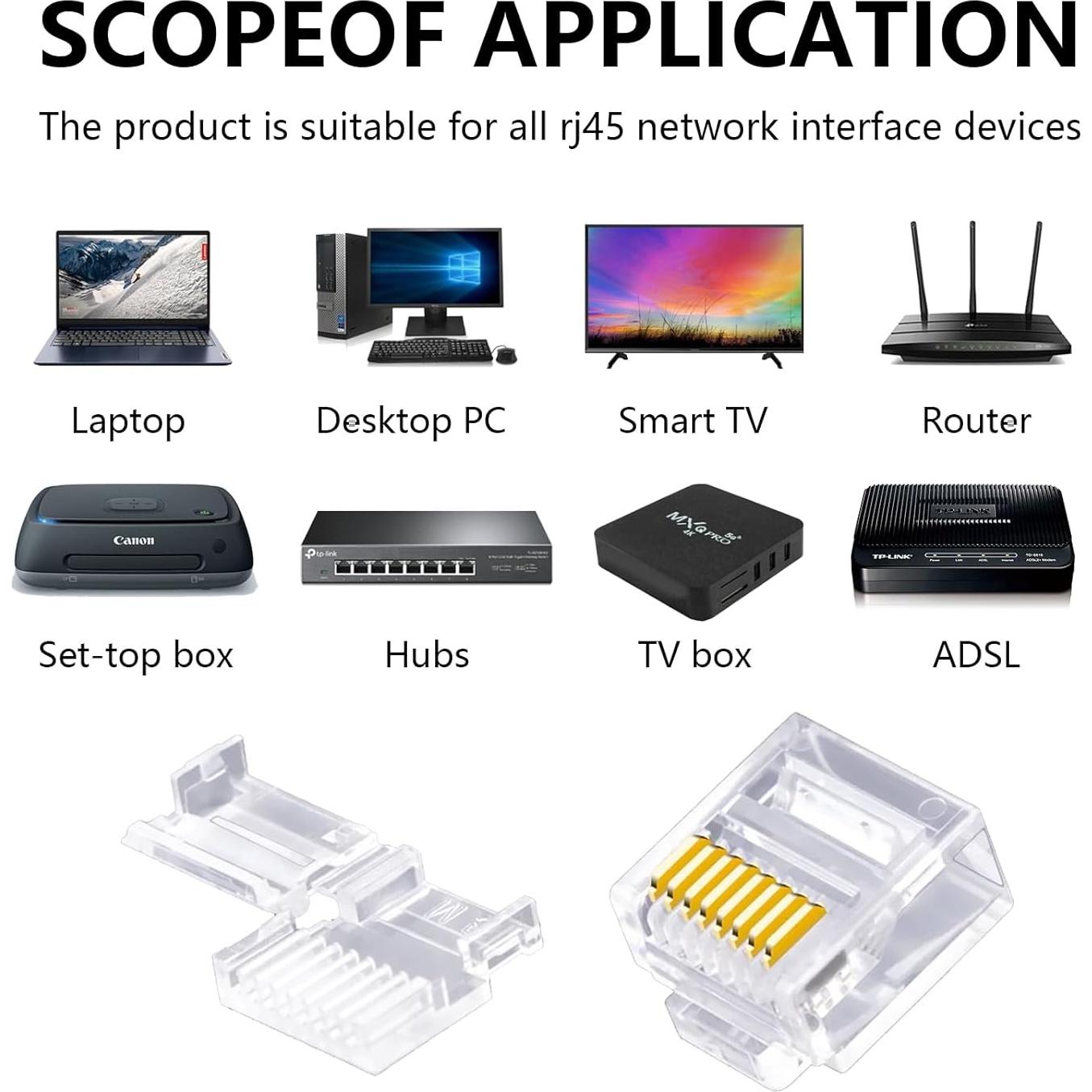Conectores Cat6 RJ45 Jadaol - Paquete de 50 unidades, 8P8C