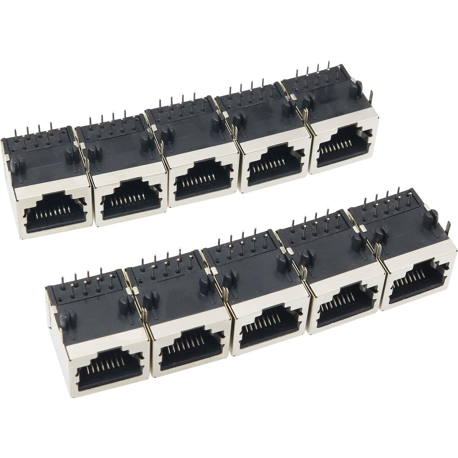 Conector RJ45 PCB 10PCS 8P8C Ángulo Recto CAT5/5e/6