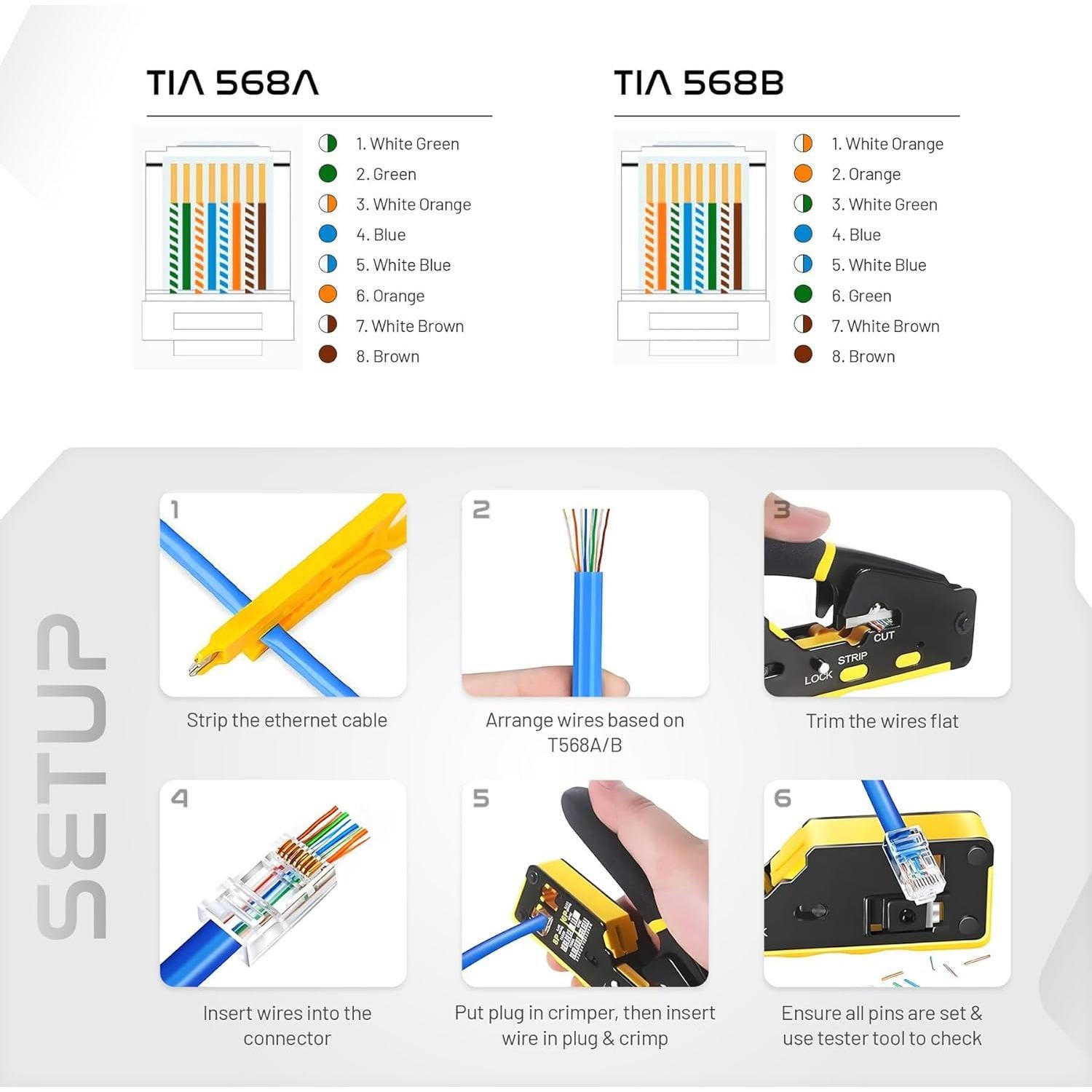 Cables Monk Conectores RJ45 CAT6 Pasar a través Paquete 100