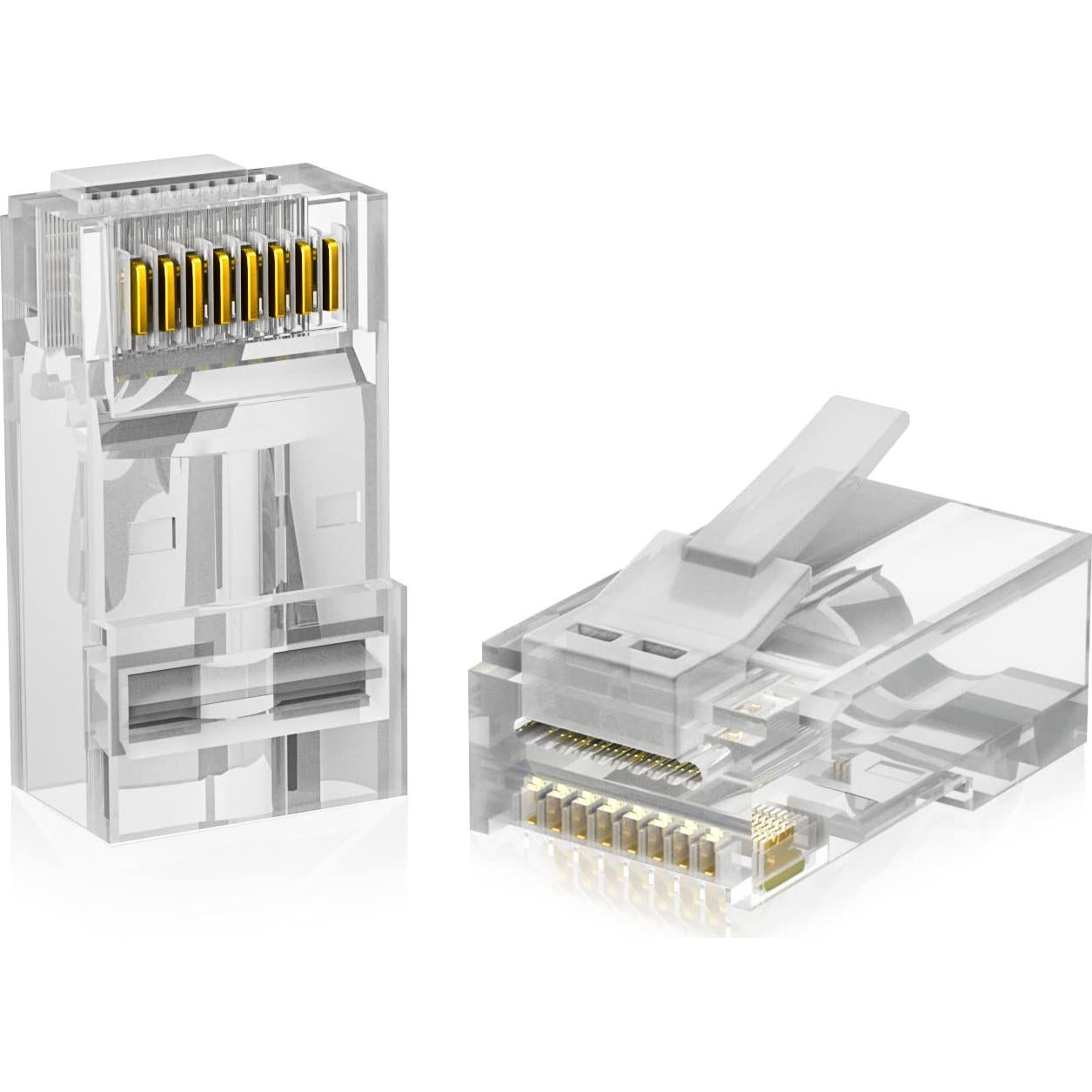 Conectores RJ45 Cat6 Iwillink 50-Pack Passthrough Chapados en Oro