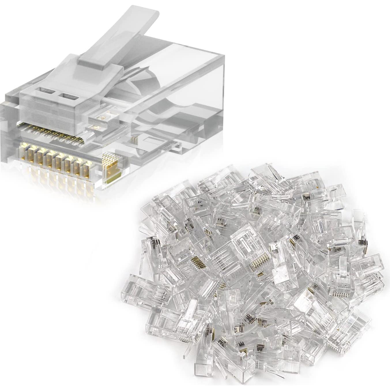 Conectores RJ45 Cat6 Iwillink 50-Pack Passthrough Chapados en Oro