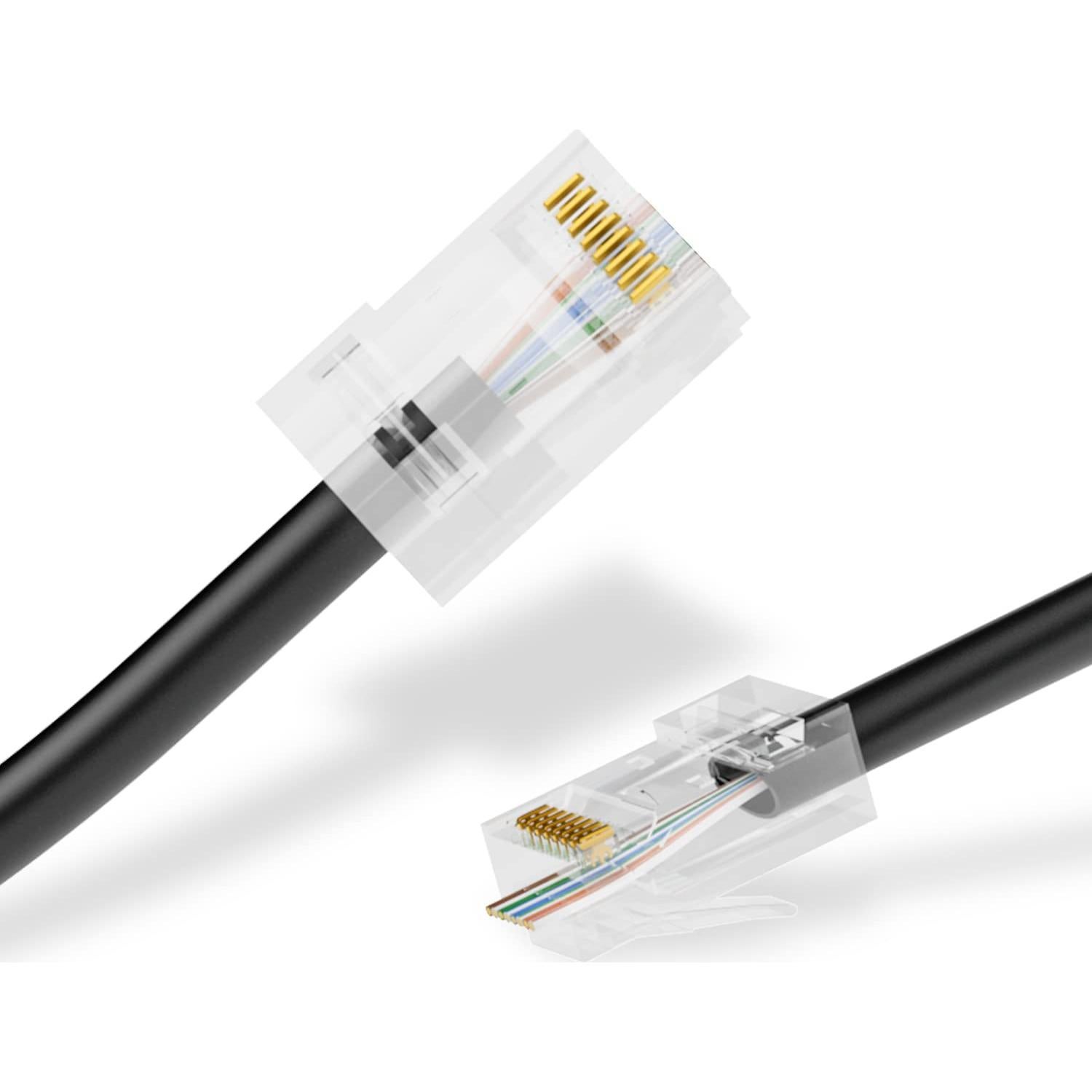 Conectores RJ45 Cat6 Iwillink 50-Pack Passthrough Chapados en Oro