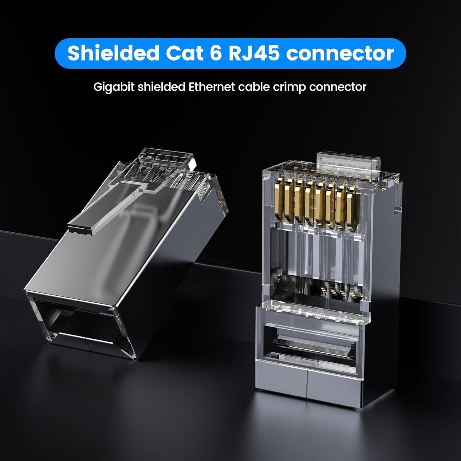 Conectores RJ45 Cat 6A MOGOOD 20 unidades apantallados STP
