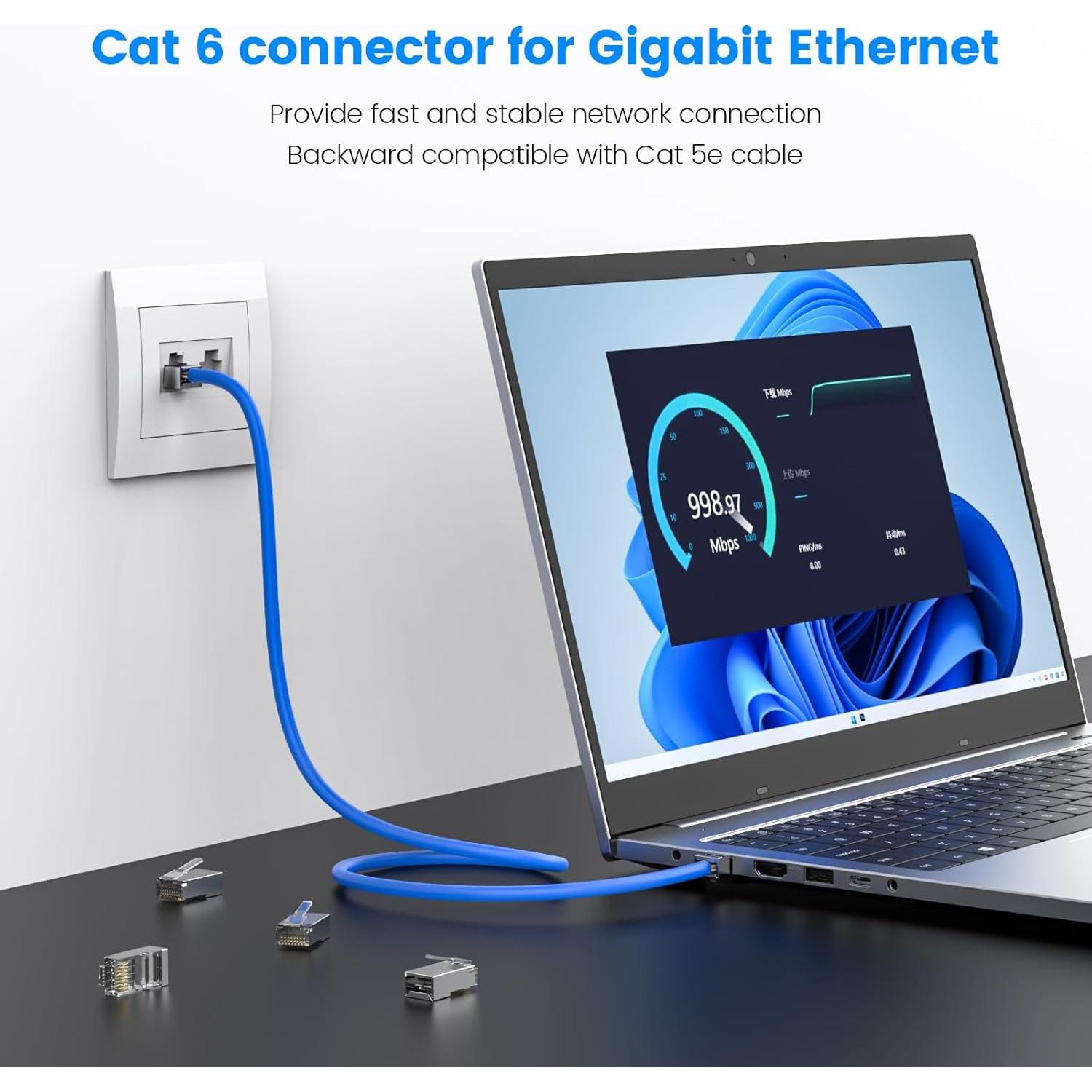 Conectores RJ45 Cat 6A MOGOOD 20 unidades apantallados STP