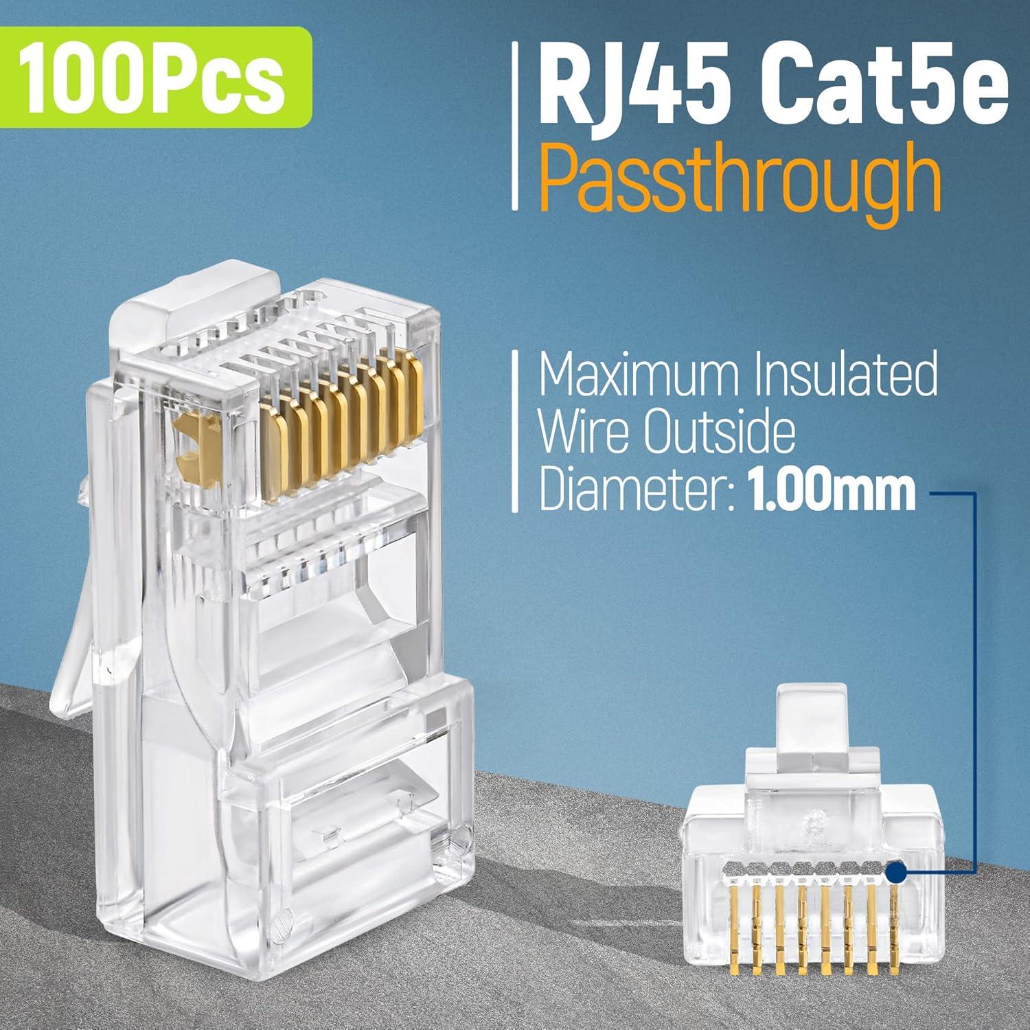 Conectores RJ45 Pasantes Cat5e Everest - Paquete de 100 Unidades