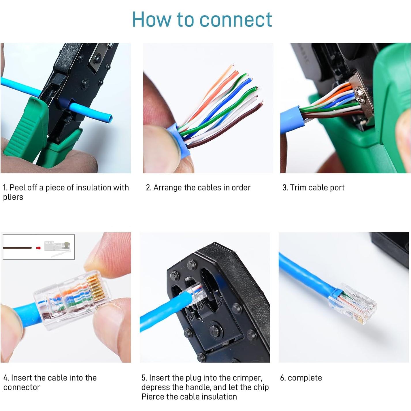 Conectores RJ45 Cat6 DARKROCK 110 Piezas para Cables Ethernet