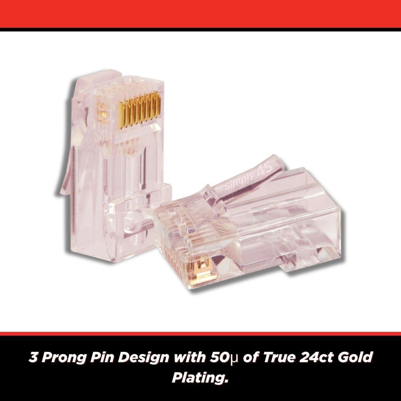 Conectores RJ45 Modulares Pasantes Simply45 S45-1700P - 100 Piezas