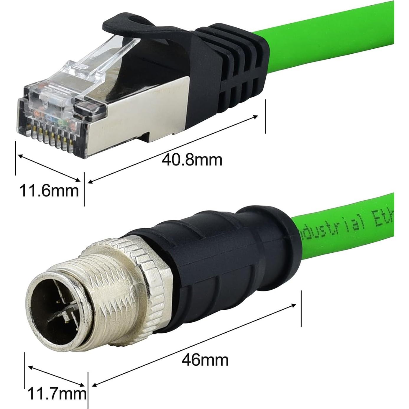 Cable Ethernet M12 a RJ45 Cat6A 1m Blindado IP67
