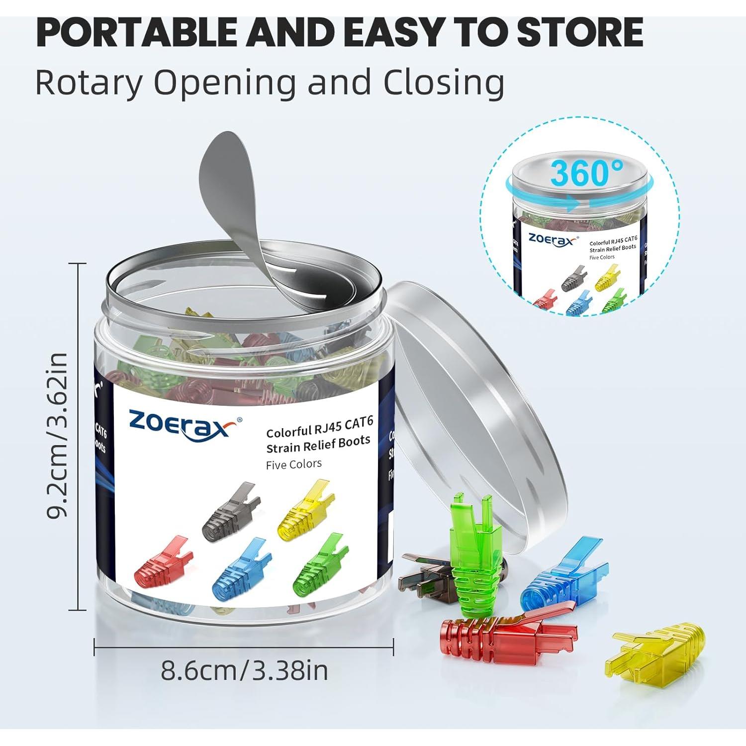 Conectores RJ45 Passthrough Cat6 ZOERAX 100-Pack con Botas