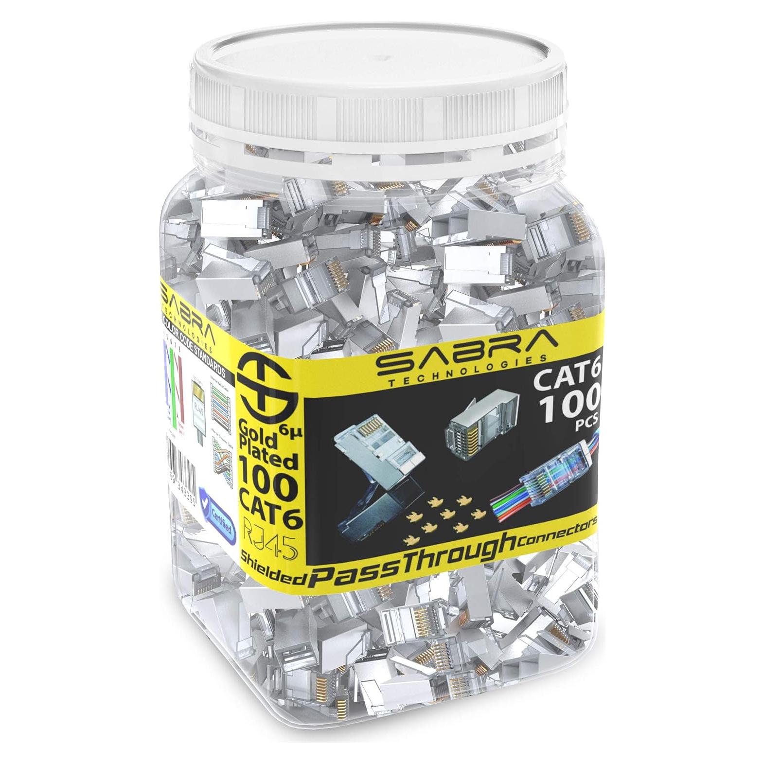 Conectores RJ45 Cat6 Blindados Sabra 100 PCS Alta Velocidad