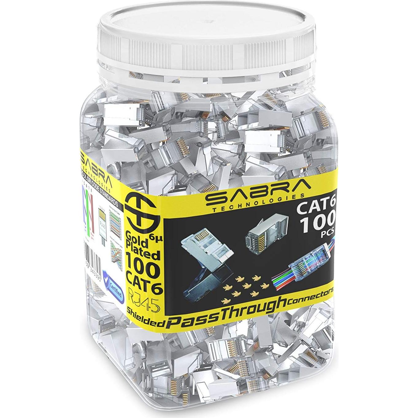 Conectores RJ45 Cat6 Blindados Sabra 100 PCS Alta Velocidad