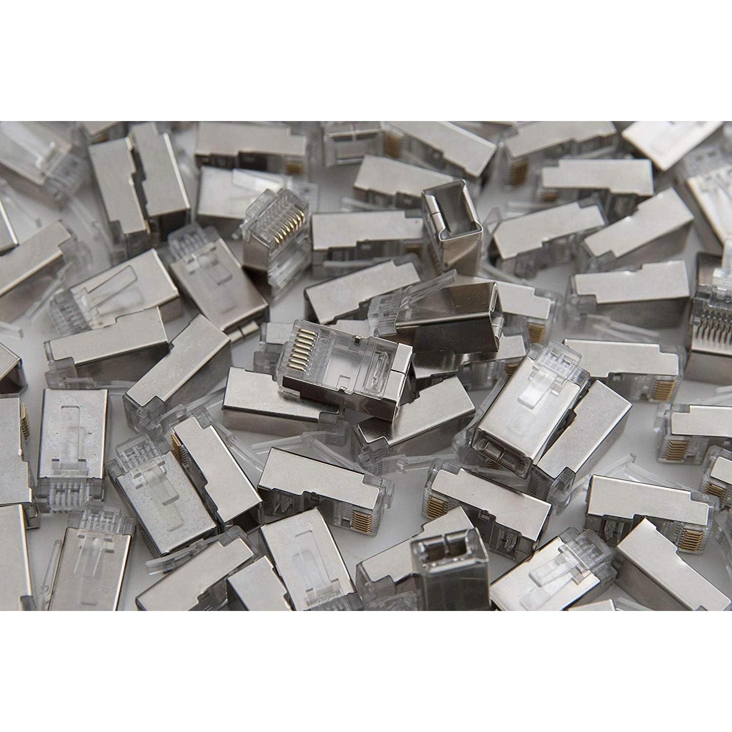 Conectores RJ45 Cat6 Blindados Sabra 100 PCS Alta Velocidad