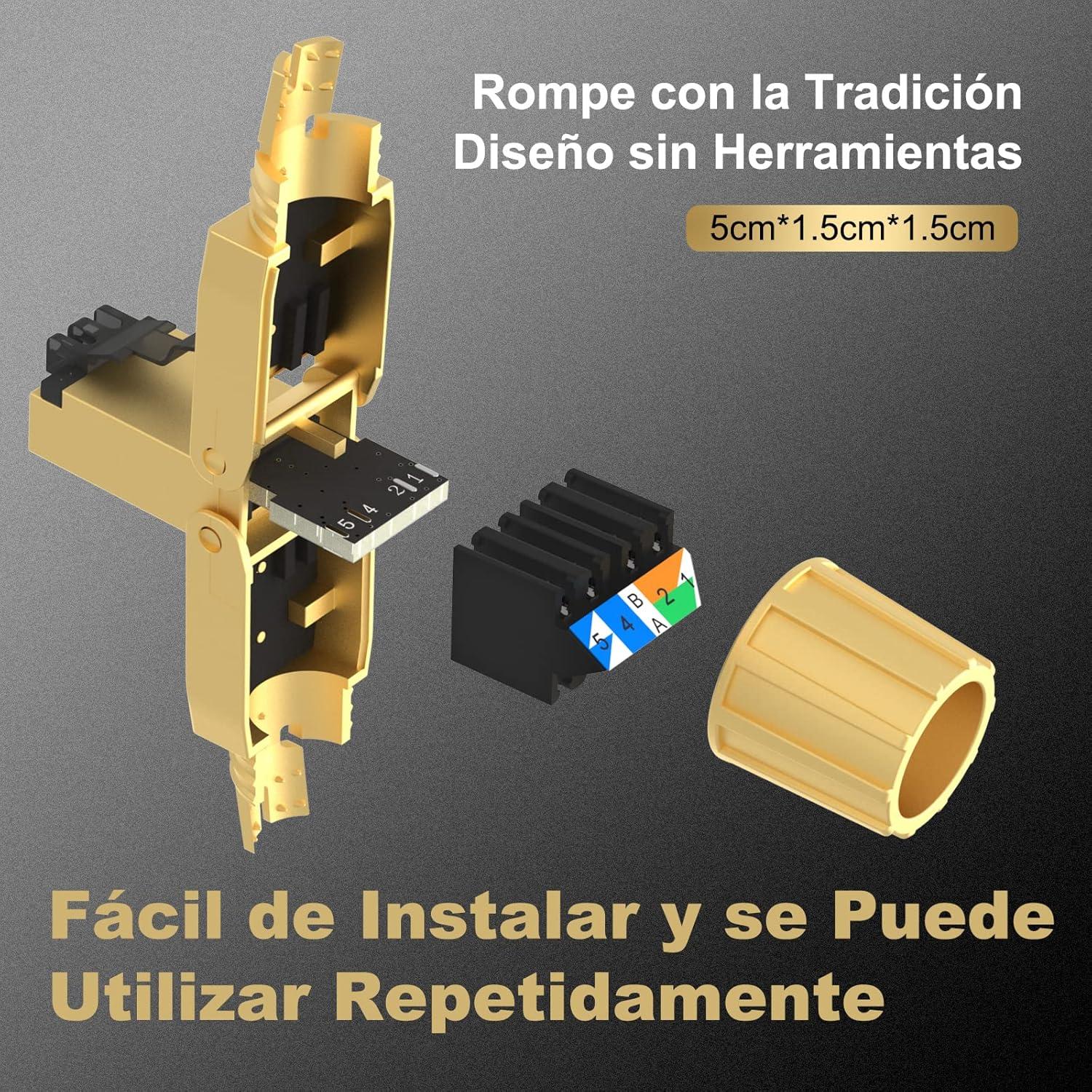 Conectores RJ45 Sin Herramientas VCELINK Cat 7 Baño de Oro 10 Gbps