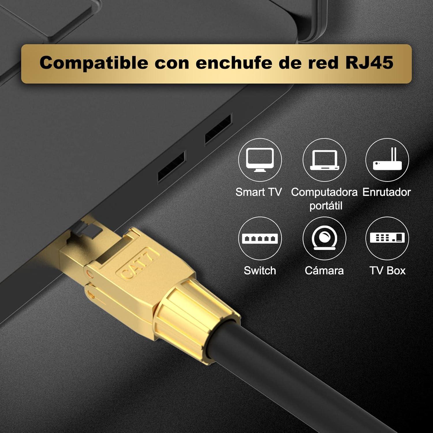 Conectores RJ45 Sin Herramientas VCELINK Cat 7 Baño de Oro 10 Gbps