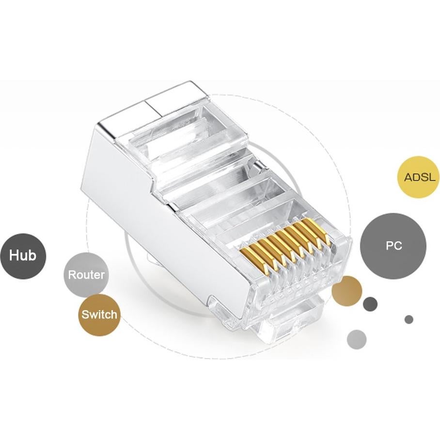 50 Conectores RJ45 Cat6 FTP VIVOCH Blindados de Metal