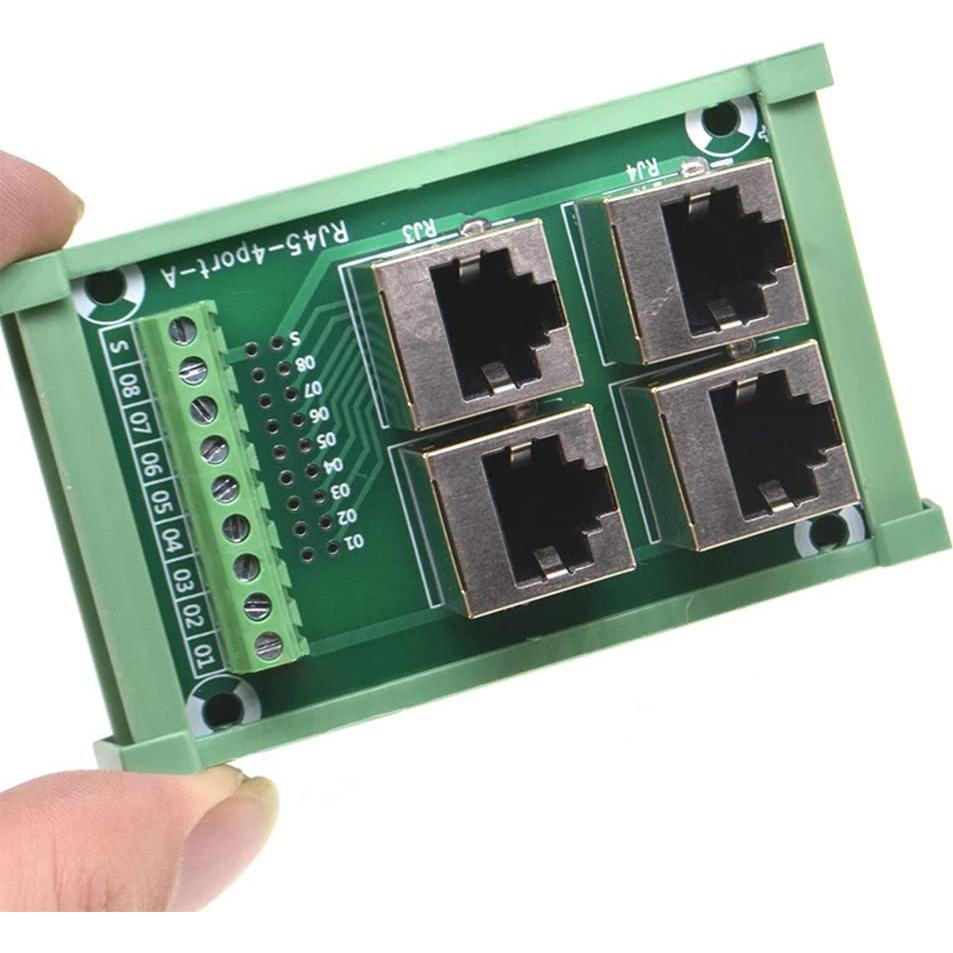 Placa de Distribución RJ45 4 Vías Jienk Montaje en Riel DIN