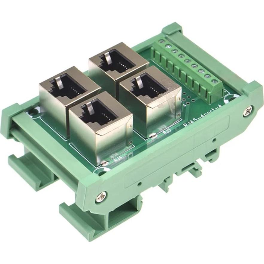 Placa de Distribución RJ45 4 Vías Jienk Montaje en Riel DIN