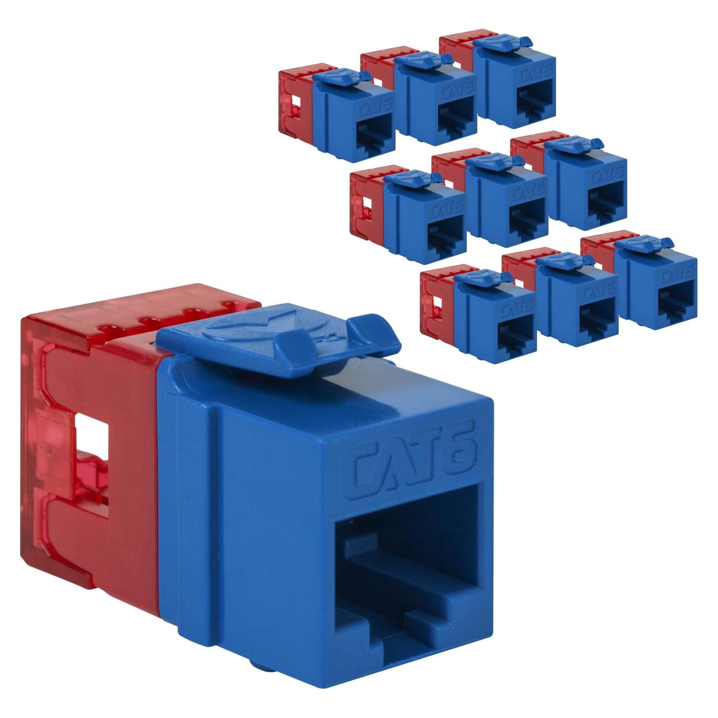 Jack Keystone CAT6 ICC 180 Grados Azul Paquete de 10