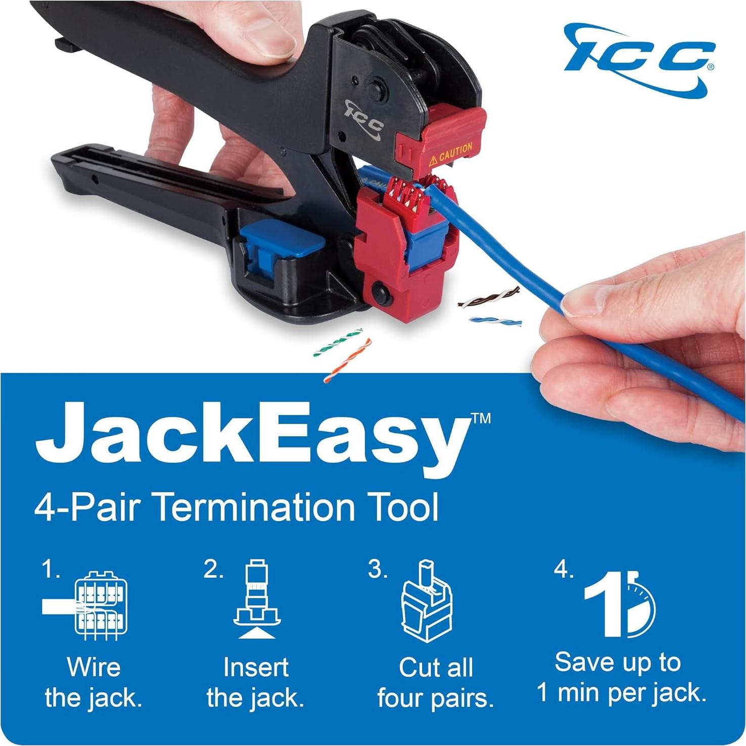 Jack Keystone CAT6 ICC 180 Grados Azul Paquete de 10