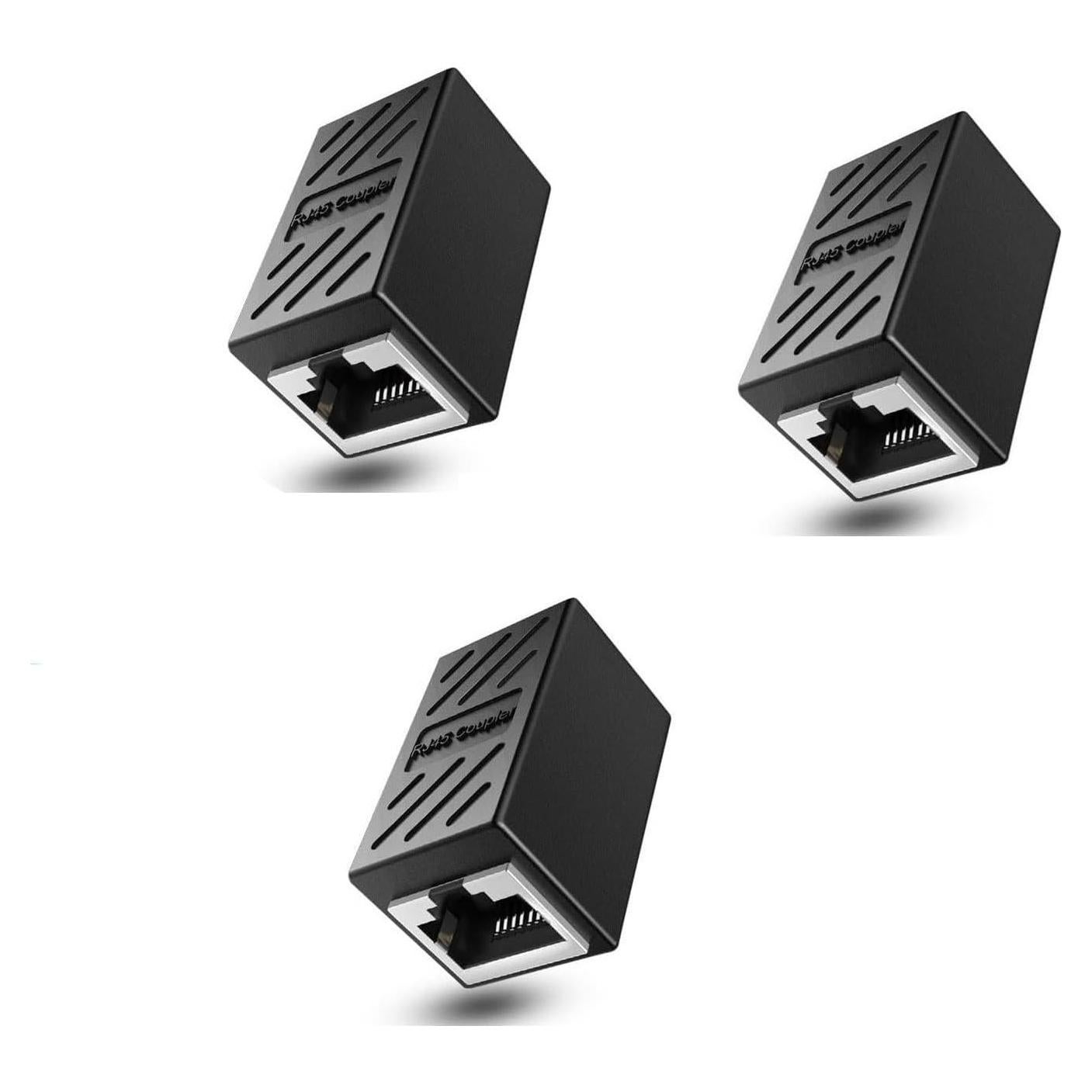 Acoplador RJ45 Femenino a Femenino DESOFICON 3 Piezas Negro