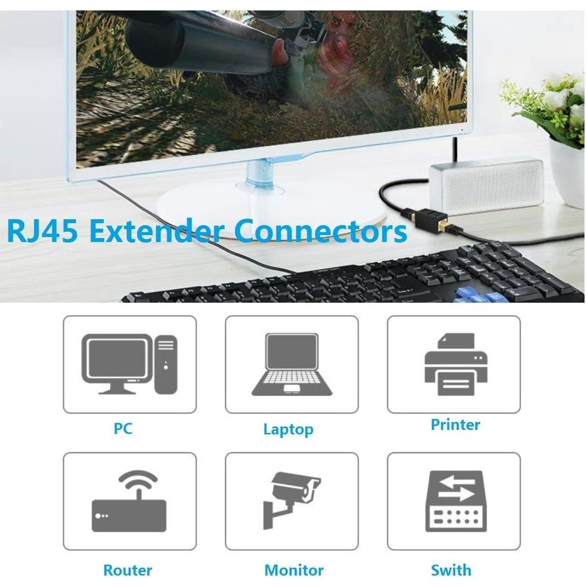 Acoplador RJ45 Femenino a Femenino DESOFICON 3 Piezas Negro