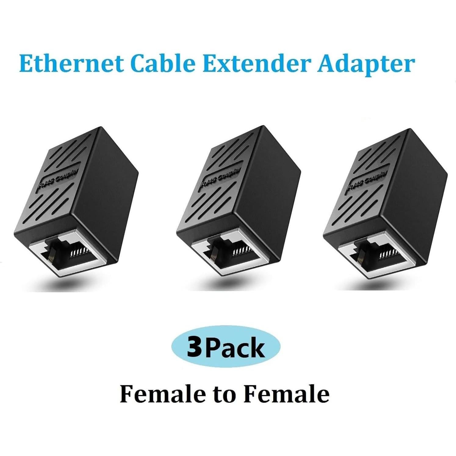 Acoplador RJ45 Femenino a Femenino DESOFICON 3 Piezas Negro