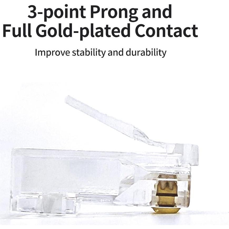 100 Conectores RJ45 Passthrough Cat 6 para Cable Ethernet