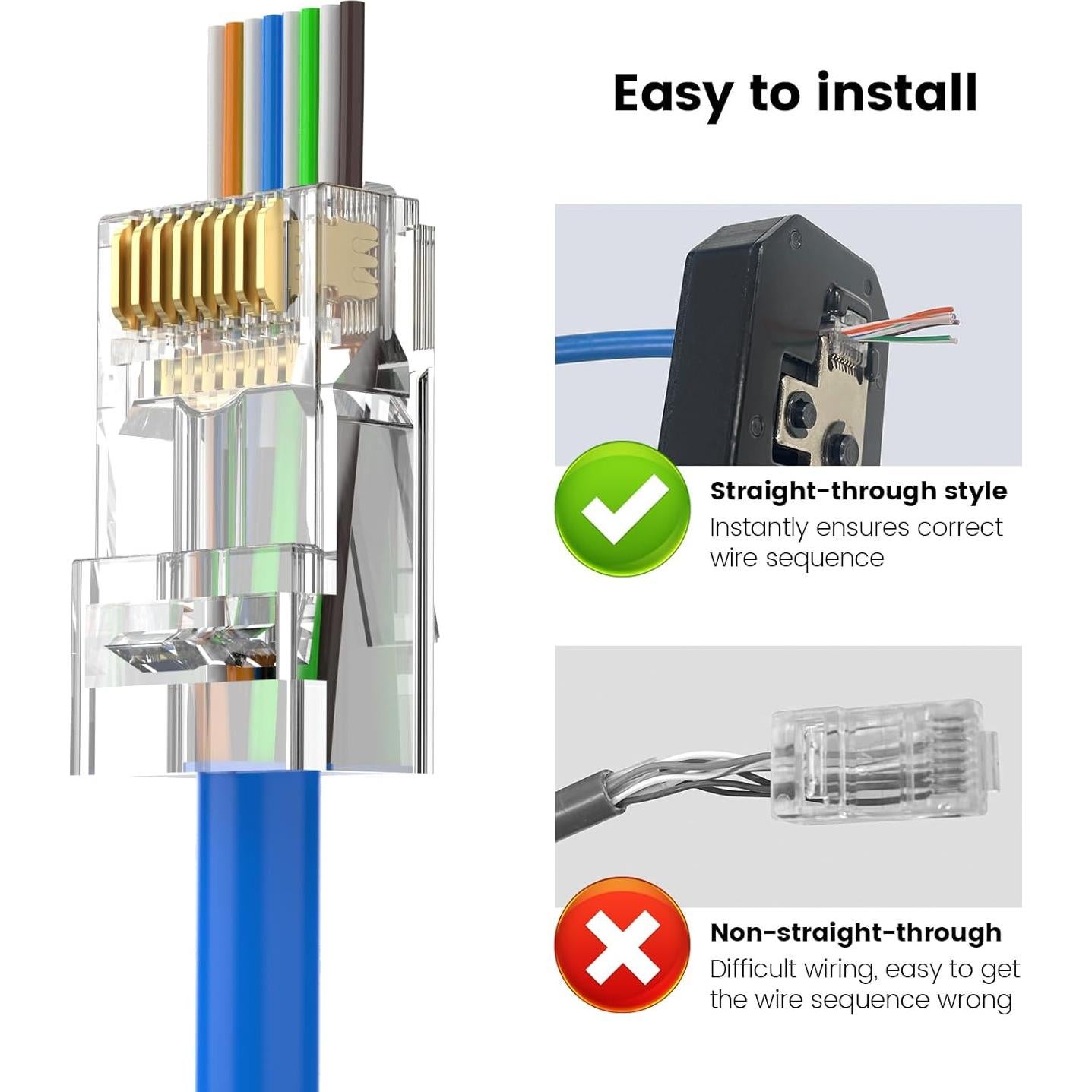 Conectores RJ45 Cat6 MOGOOD Paquete de 25 No Apantallados