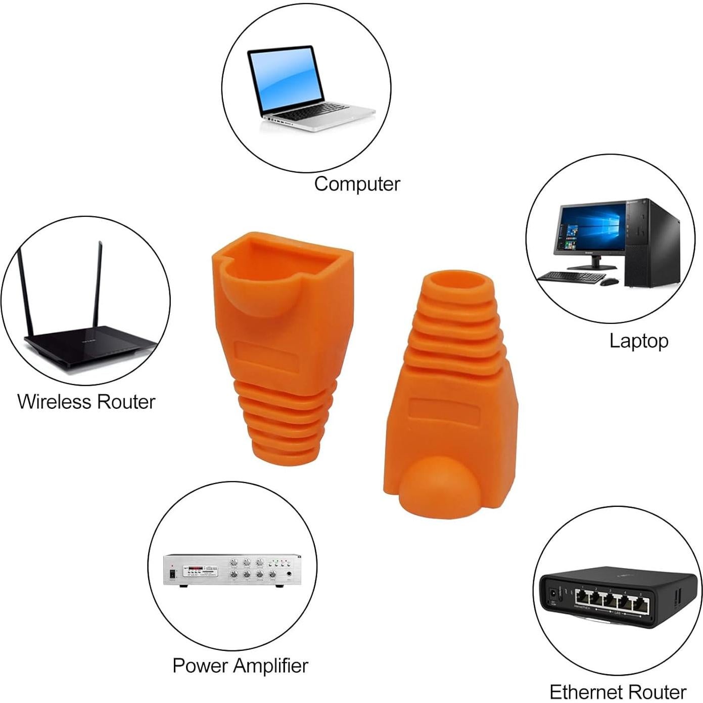 Cubiertas de botas RJ45 YIOVVOM 100 Pcs para cables Ethernet