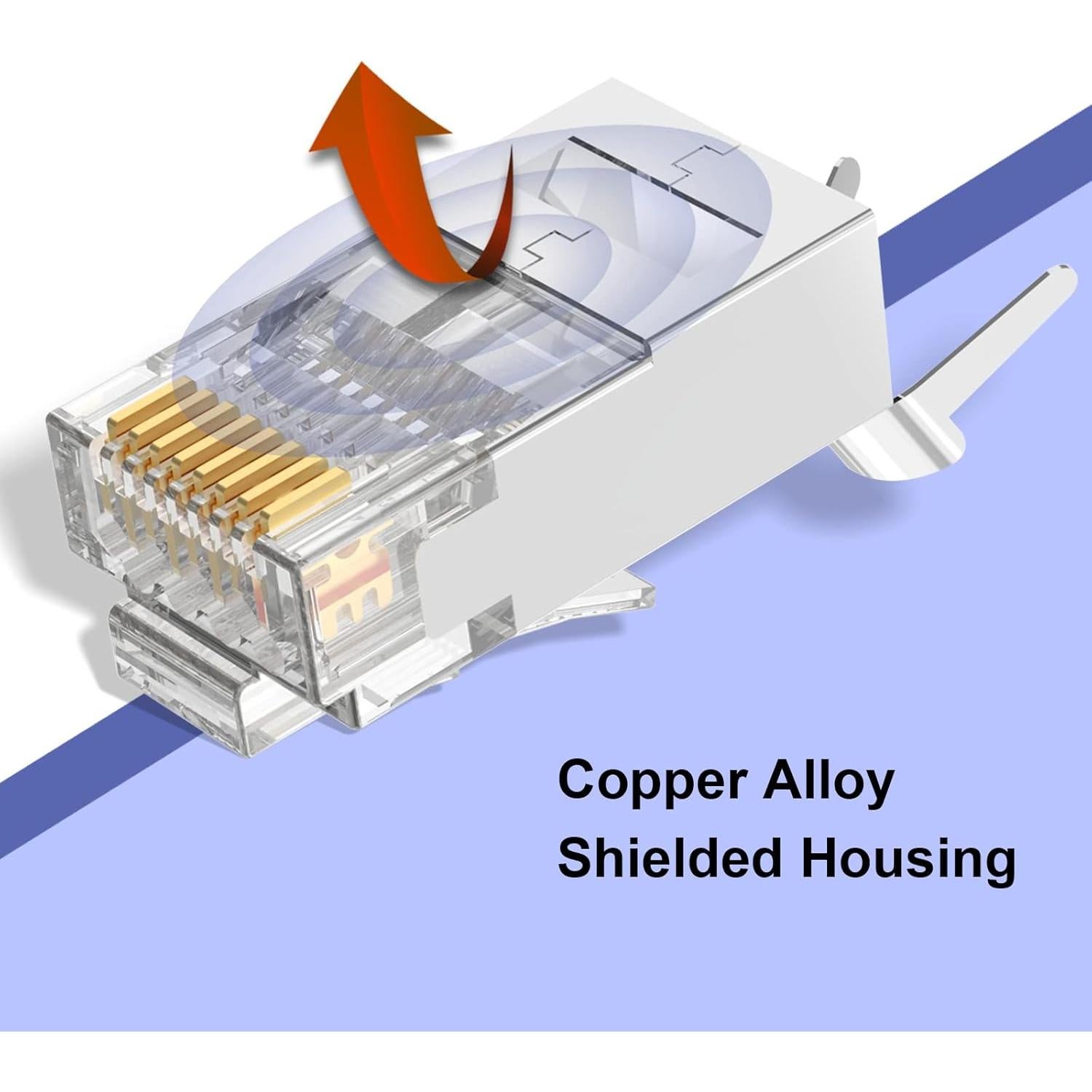 Conectores RJ45 Blindados VCELINK Cat6A/Cat7 Paquete de 25