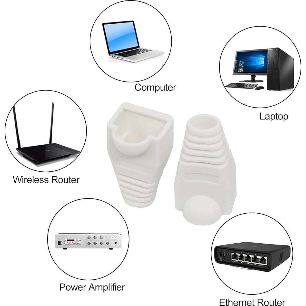 Cubiertas de botas RJ45 YIOVVOM 100 Pcs para cables Ethernet