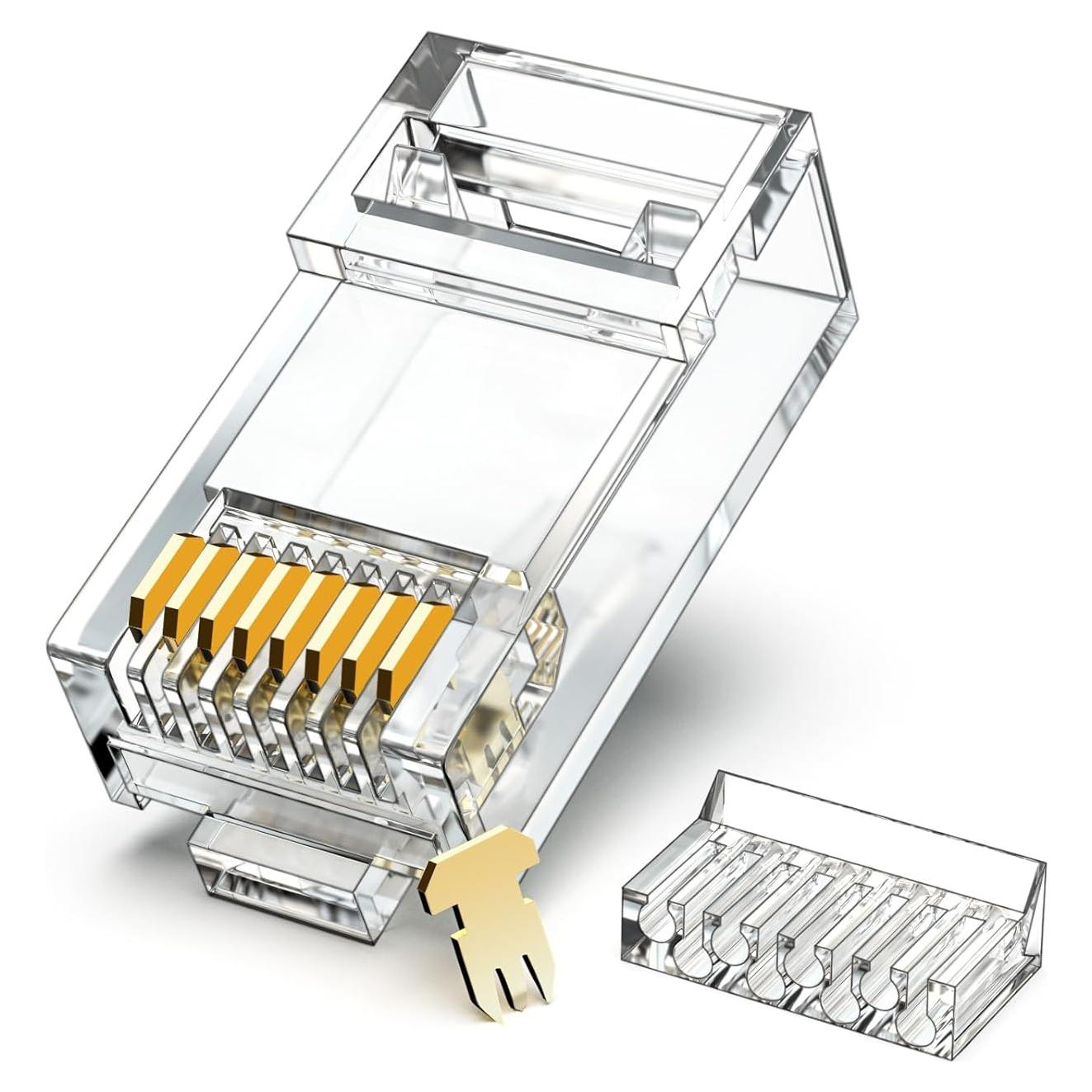 Conectores RJ45 Cat6 CNCOB 100pcs UTP Baño de Oro 24K