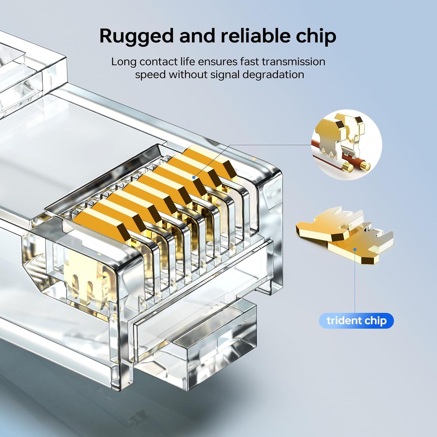 Conectores RJ45 Cat6 CNCOB 100pcs UTP Baño de Oro 24K