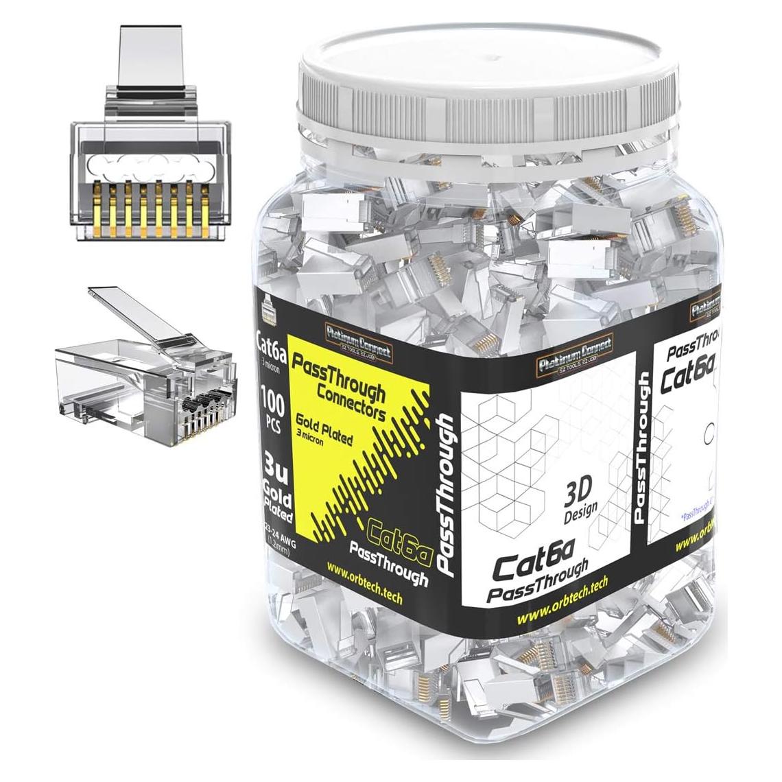 Conectores RJ45 Cat6 Platinum Connect 100 Piezas Baño Oro