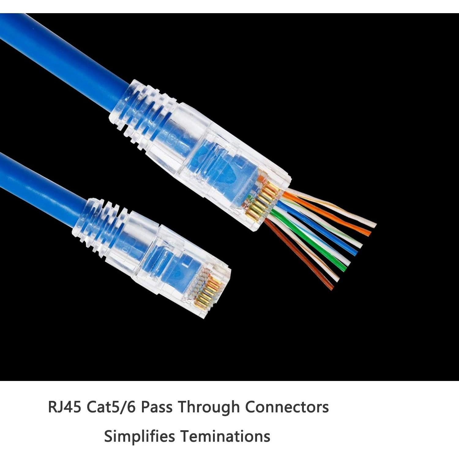 Conectores RJ45 blindados Cat5 Cat6 50 piezas PETECHTOOL