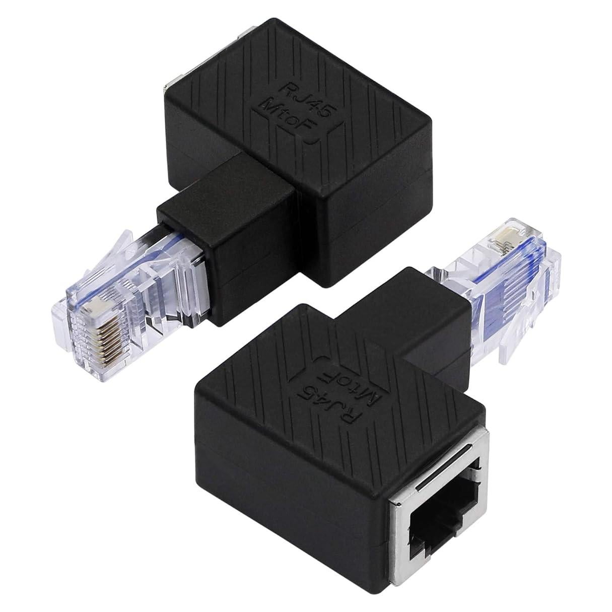 Adaptador Ethernet RJ45 90° YACSEJAO Cat5e/Cat6 - 2 Pack