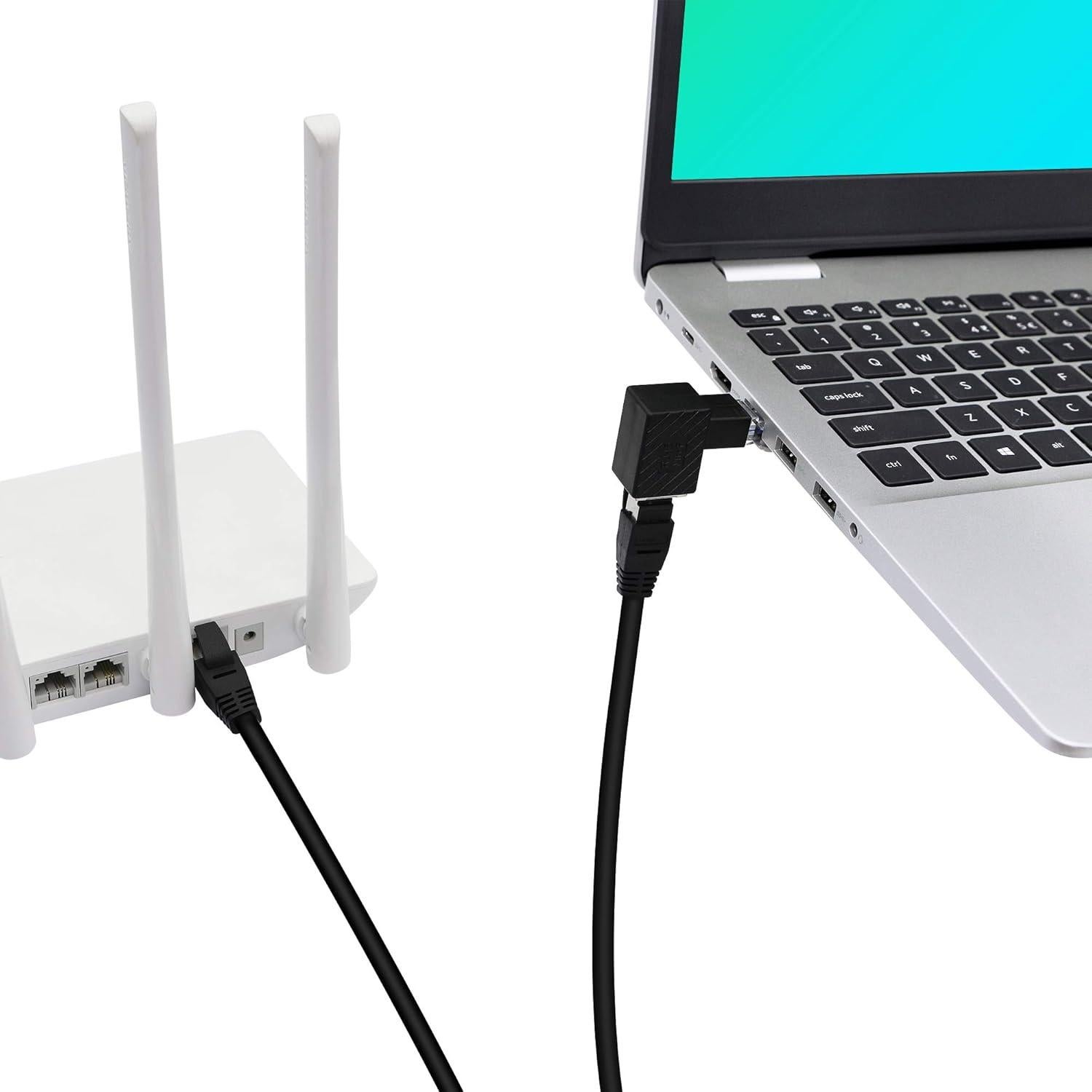 Adaptador Ethernet RJ45 90° YACSEJAO Cat5e/Cat6 - 2 Pack