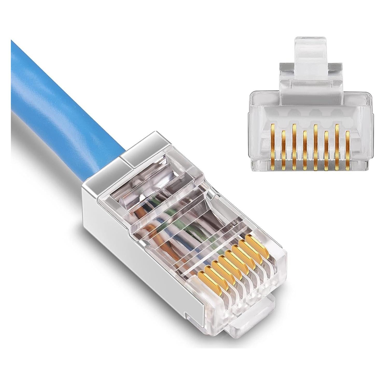 Conectores RJ45 Cat6 Blindados iGreely 100 Unidades 50 Micrones