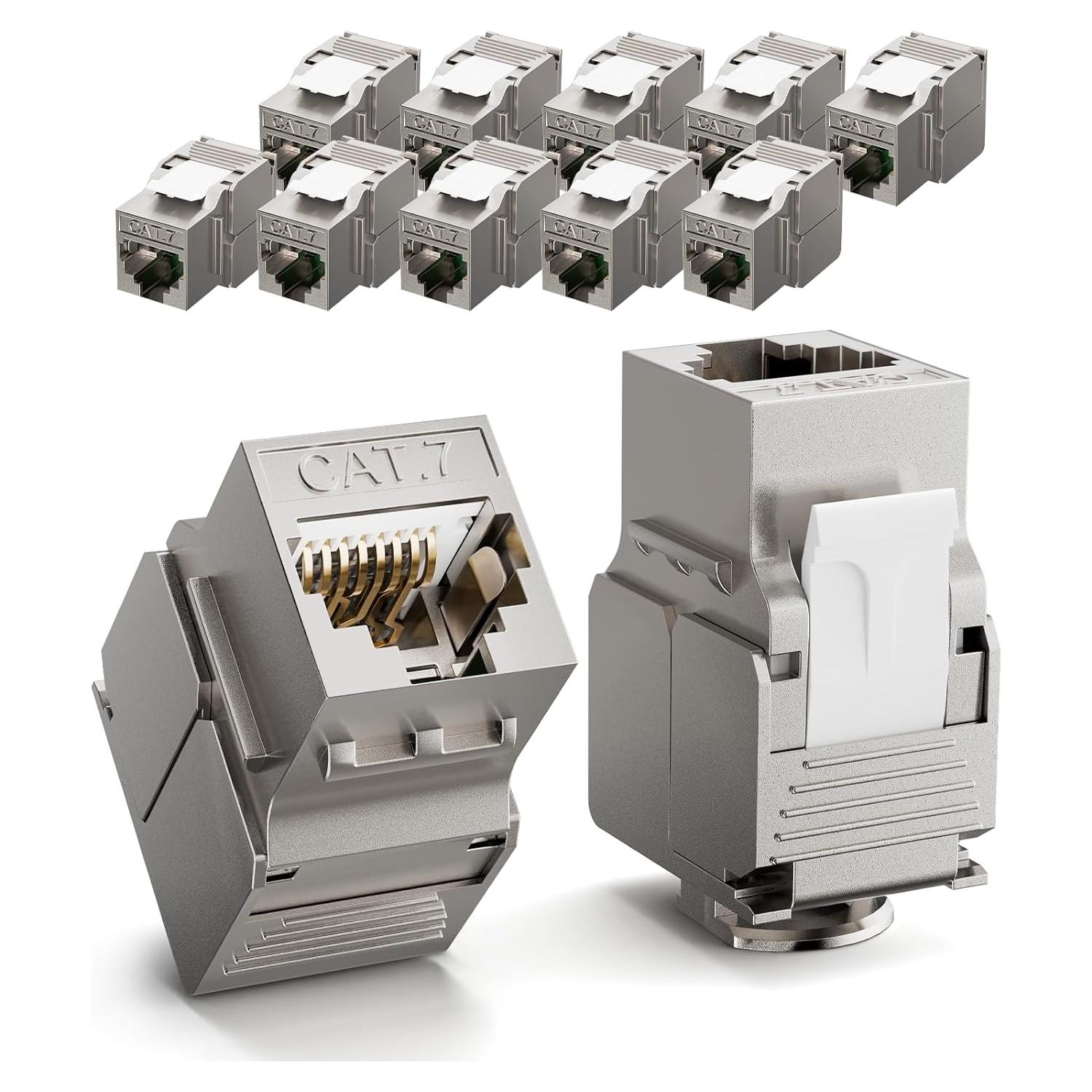 Paquete de 12 Jacks Keystone RJ45 Cat7 LEENUE 10Gbps 600MHz