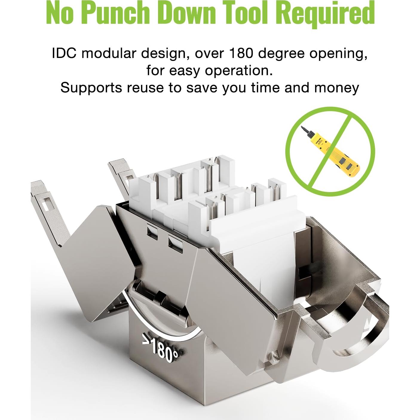 Paquete de 12 Jacks Keystone RJ45 Cat7 LEENUE 10Gbps 600MHz