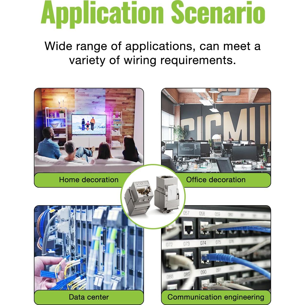 Paquete de 12 Jacks Keystone RJ45 Cat7 LEENUE 10Gbps 600MHz