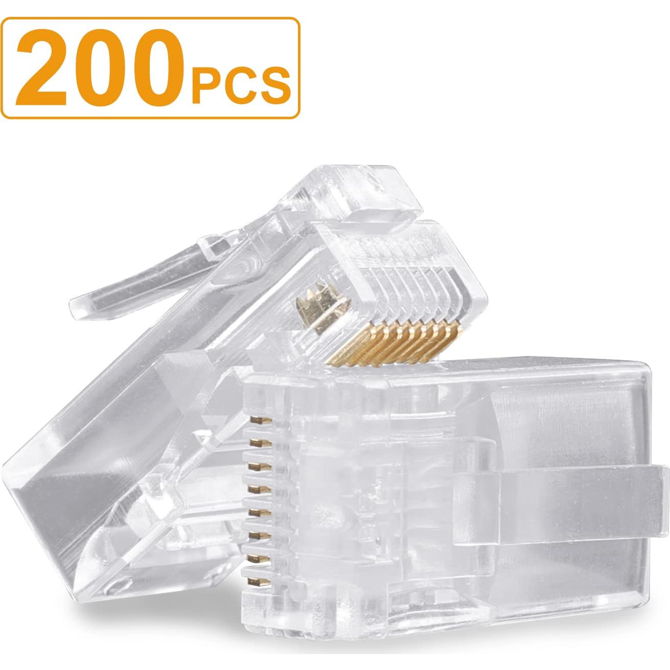 Conectores RJ45 SHD Cat6 y Cat5e - 200 Pcs Crimpables