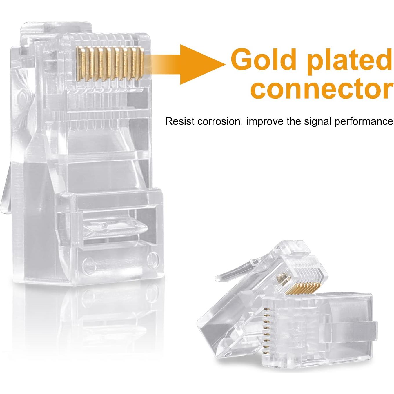 Conectores RJ45 SHD Cat6 y Cat5e - 200 Pcs Crimpables
