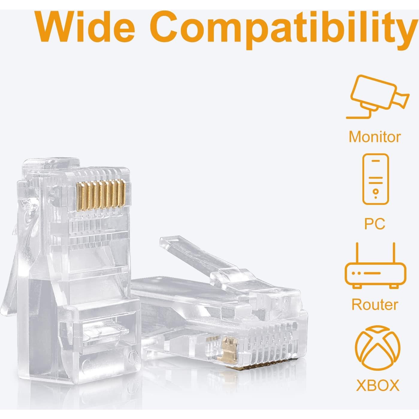 Conectores RJ45 SHD Cat6 y Cat5e - 200 Pcs Crimpables