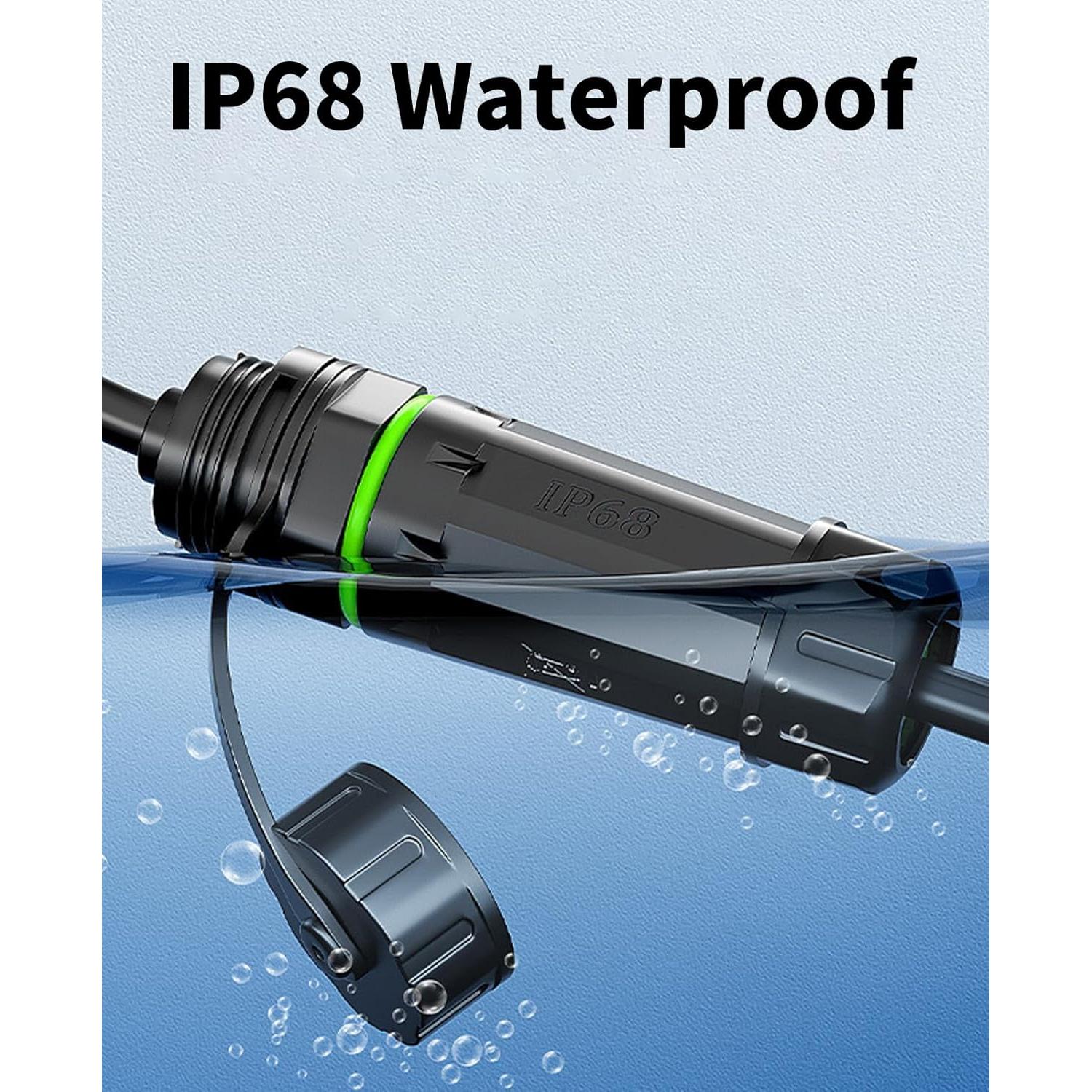 Conector RJ45 Danfetsoy IP68 a Prueba de Agua 25cm Cat6