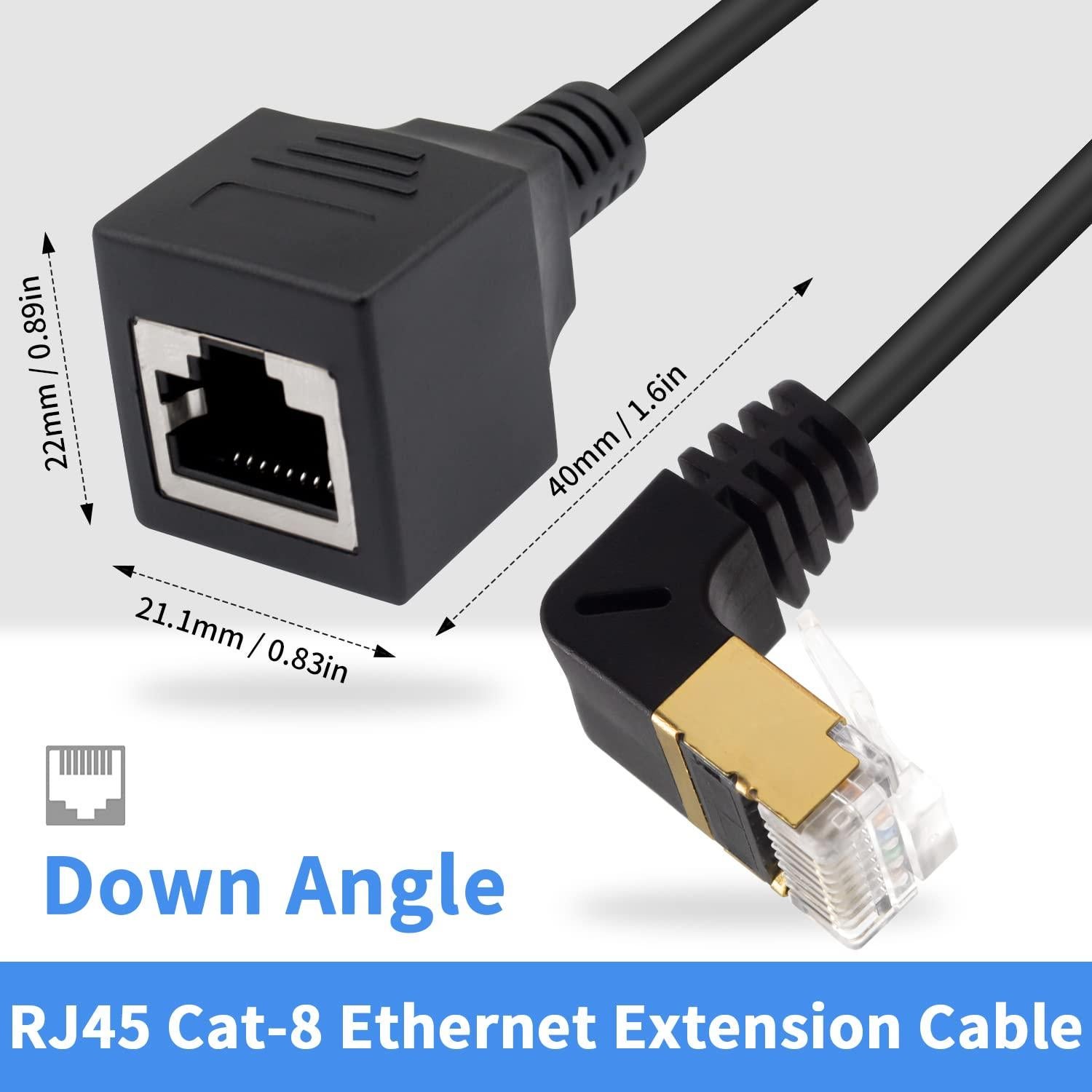 Cable de Extensión de Red Cat8 Duttek 40Gbps 50cm Ángulo 90°