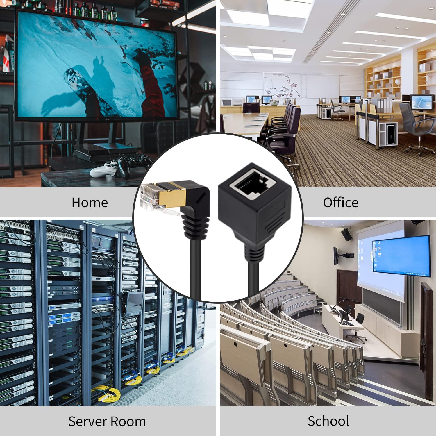 Cable de Extensión de Red Cat8 Duttek 40Gbps 50cm Ángulo 90°