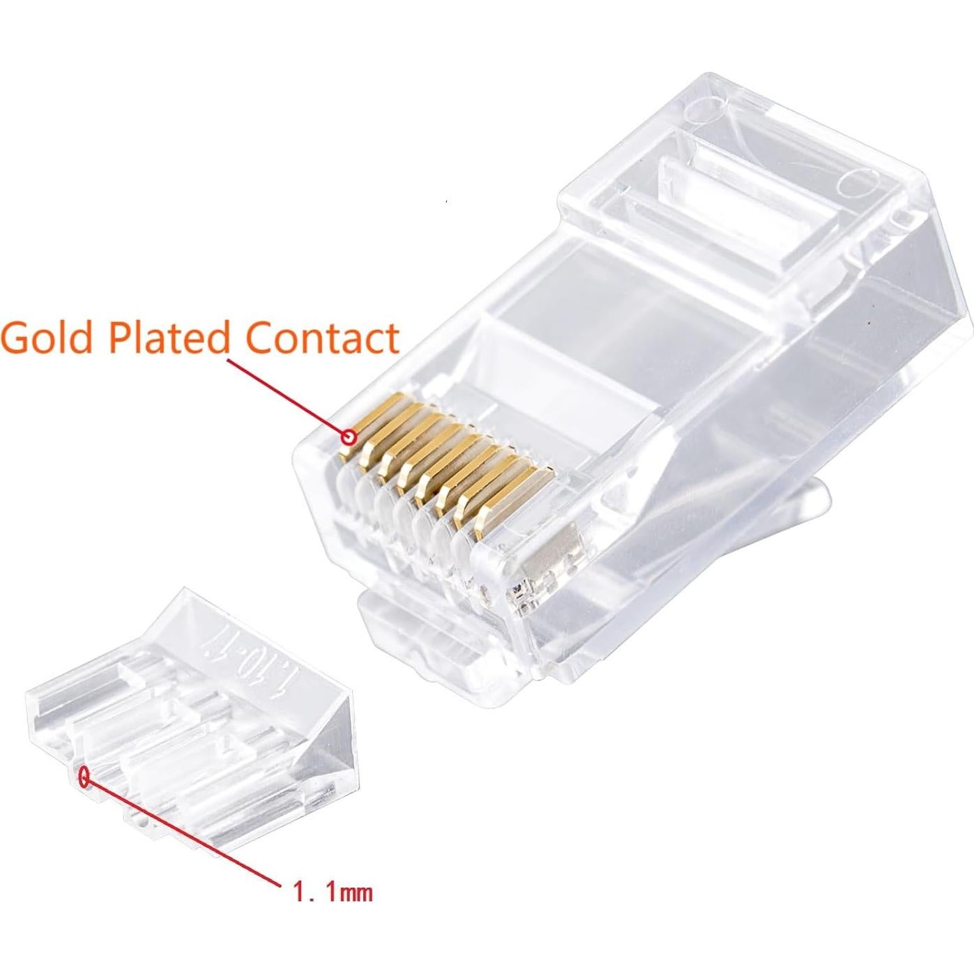 Conectores RJ45 Cat6 UTP Baicheng 100 piezas 2 en 1